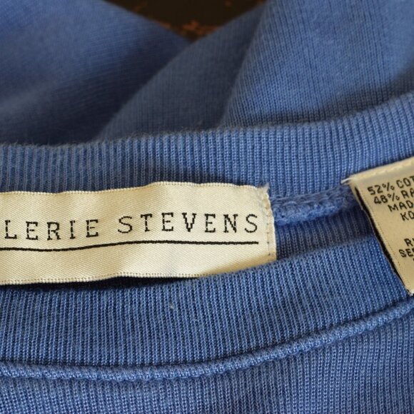 Vintage 90s Blue Cotton/Rayon Scoop Neck Tee |‎ size L - Picture 9 of 9